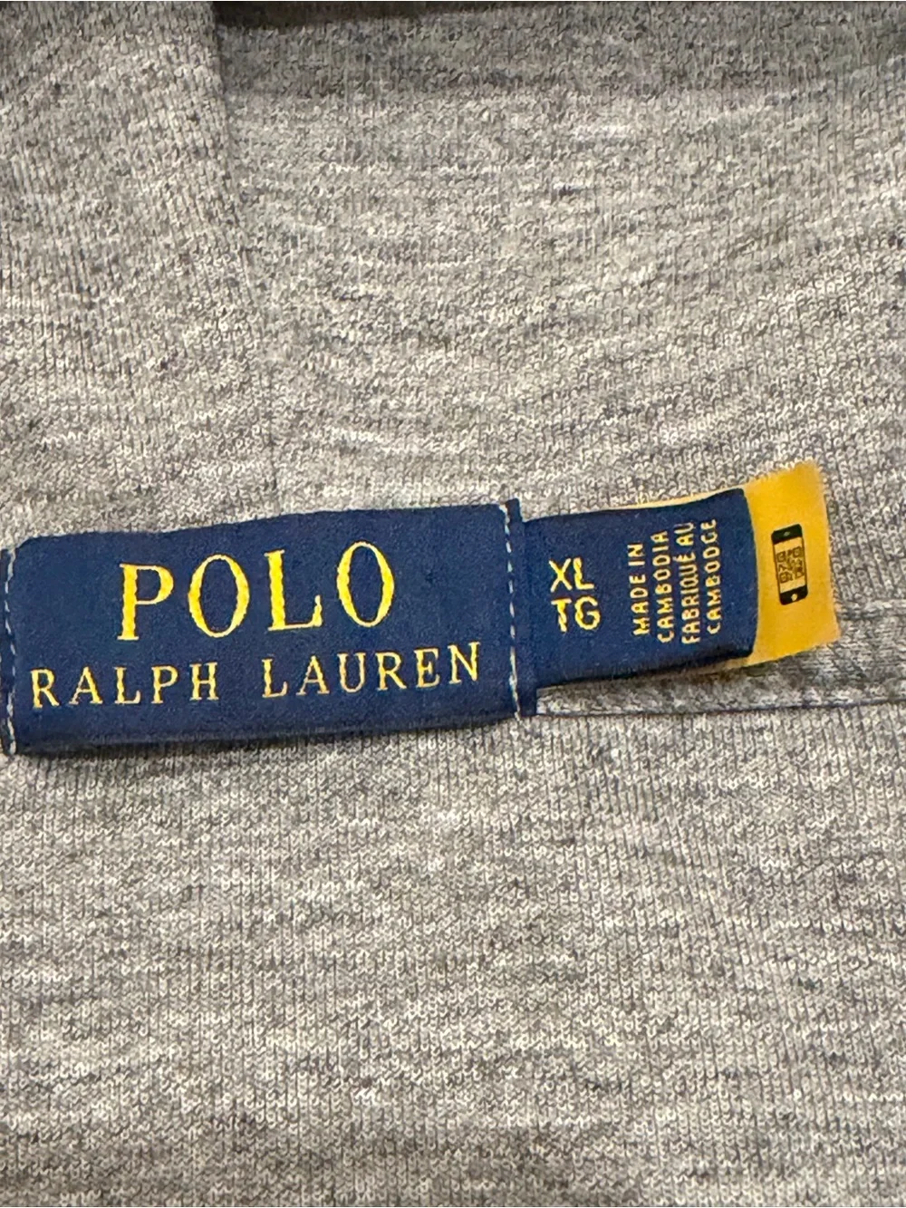 Polo Ralph Lauren Gray Double-Knit Full-Zip Hoodie Size L Authentic QR code